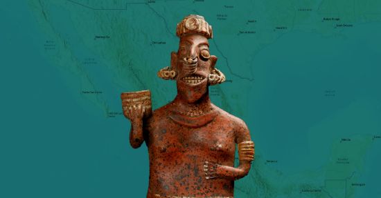A ceramic figure holding a cup.
